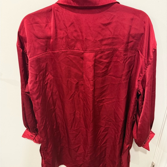 Lulus Elegant Red Satin Blouse - Picture 5 of 6